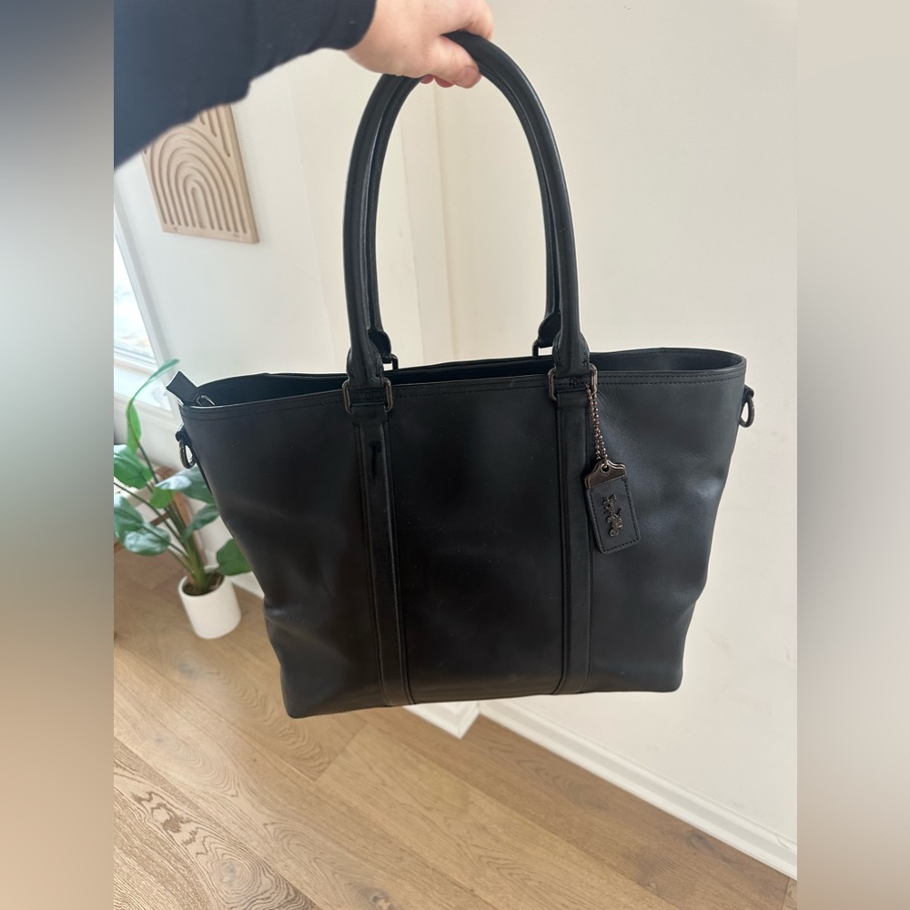 Coach Black Genuine Leather Tote Bag